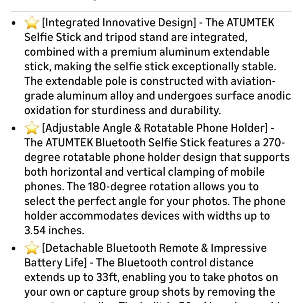 Top Rated Atumtek Selfie Stick Tripod with Remote Photo Taking capabilities - Picture 4 of 15